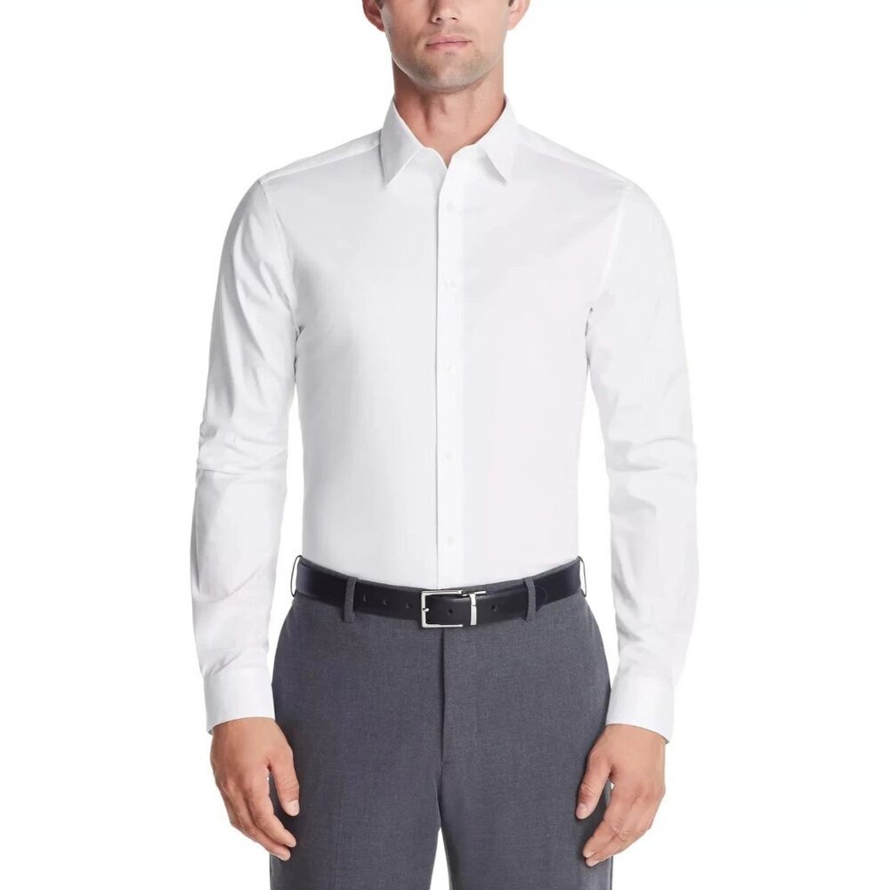 Calvin Klein Men's M White Active Performance Stretch Dress Shirt N0304